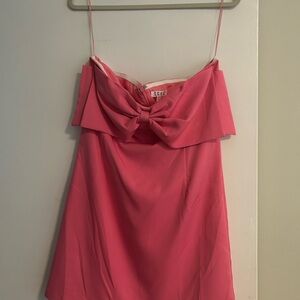 Pink Strapless Dress with Bow